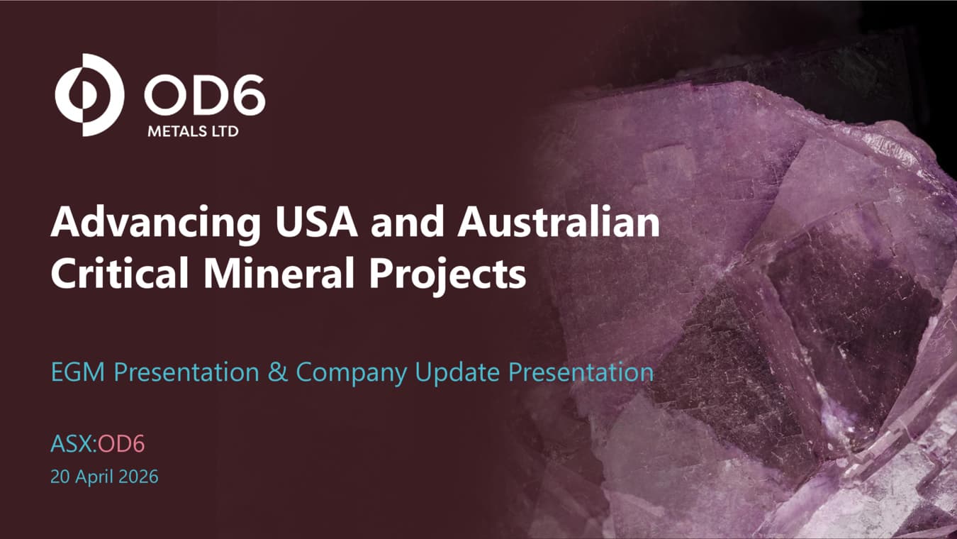 PRESENTATION-ADVANCING USA & AUST CRITICAL MINERAL PROJECTS